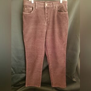Bill Blass Women's Stretch Corduroy Pants 12 Petite Dark Chocolate Brown FF156
